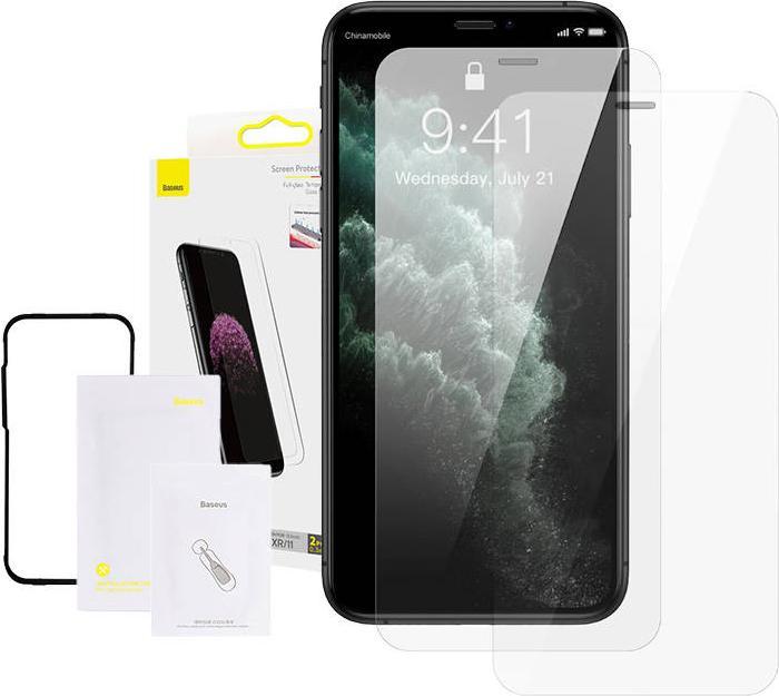 Actual product image Baseus All-glass Porcelain Crystal Dust-proof Film for iP11 (2 pcs., Apple iPhone 11, Apple iPhone XR)