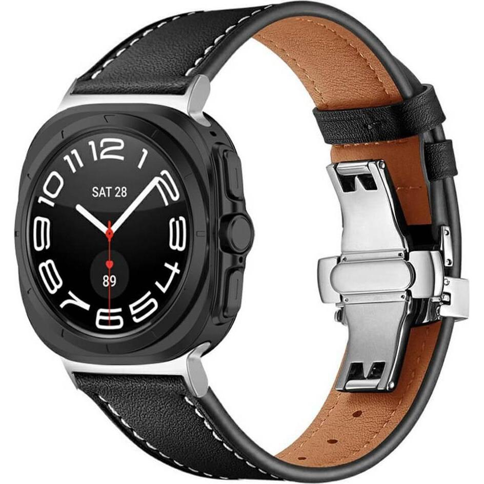 Cover-Discount Galaxy Watch Ultra (47mm) - Lederarmband Ersatz mit Butterfly Verschluss (Leder, Galaxy Watch Ultra), Uhr...