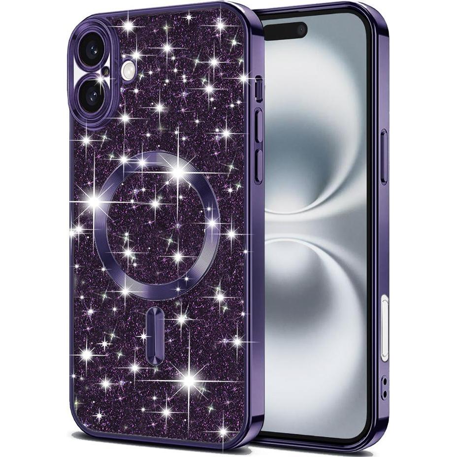 Techsuit - Luxury Glitter MagSafe - iPhone 16 - Deep Purple (Apple iPhone 16), Cover smartphone, Viola