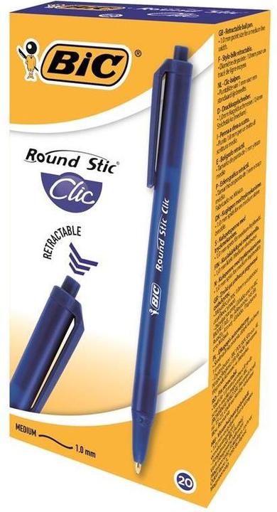 Immagine prodotto Bic Penna a sfera rotonda Stic Clic, 1,0 mm Blu, 1 pz. 379640 (Blu, 1 x)