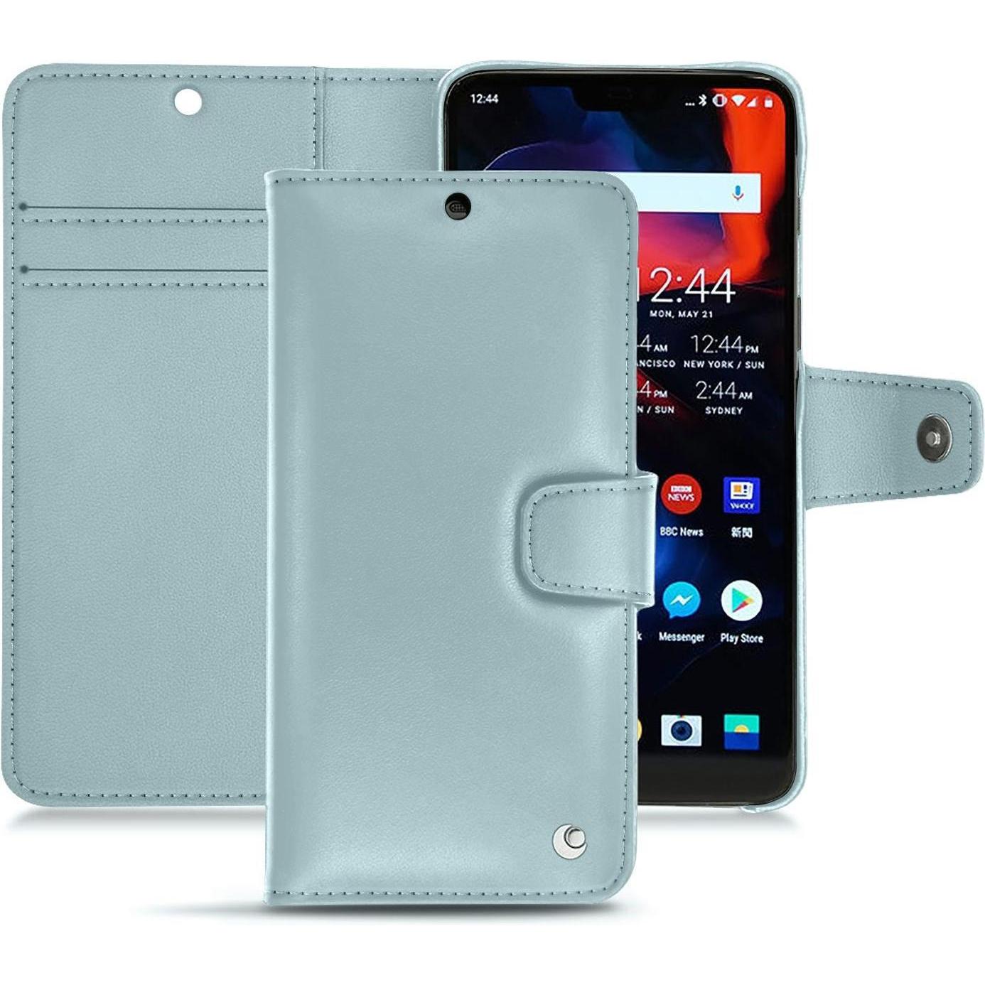 Noreve Lederschutzhülle Wallet (OnePlus 6), Smartphone Hülle, Blau
