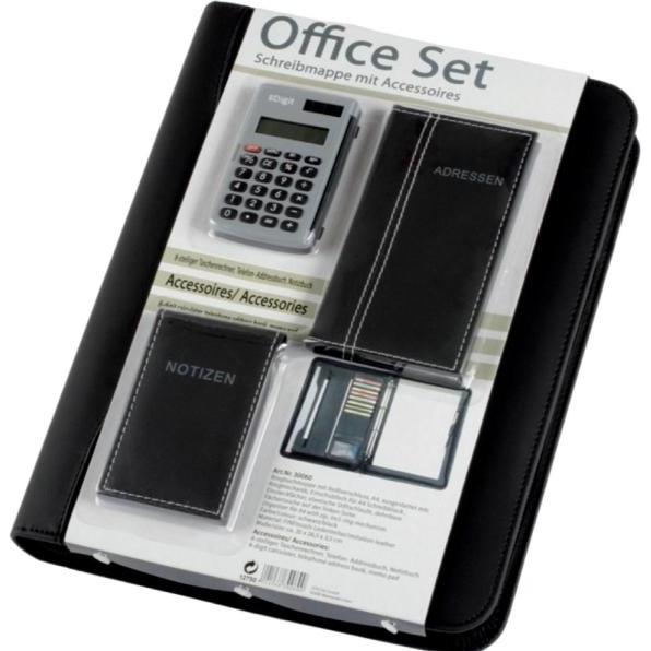 Thumbnail - Jüscha, Mappe, Ringbuchmappe ""Office Set"", schwarz, inkl. Büroset DIN A4, Lederimitat, 7 Visitenkartenfäc (A4, 1 x)
