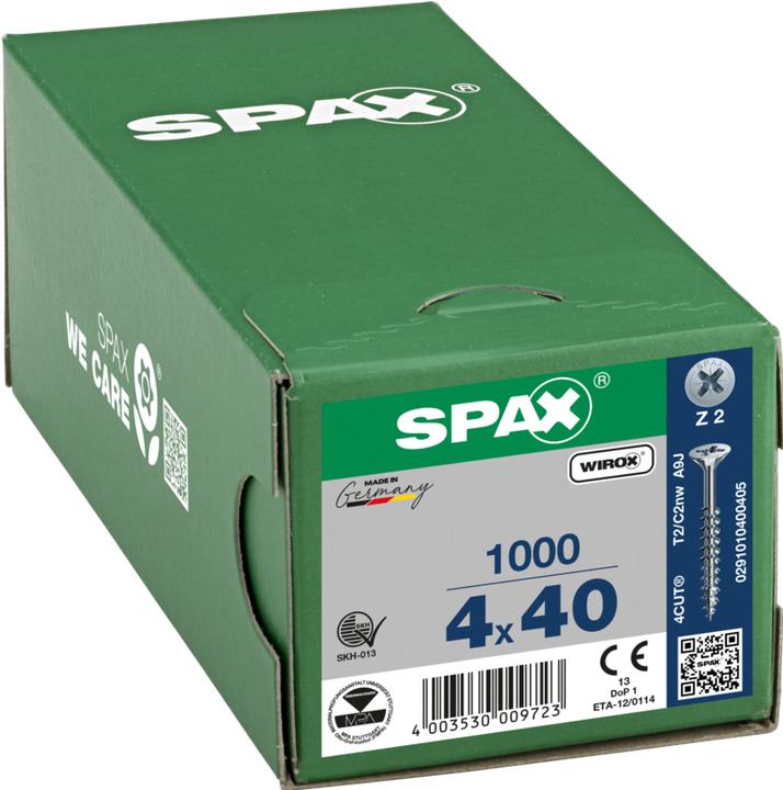 Actual product image Spax Countersunk Multi Head Cross Recess Z2 Partial Thread Wirox (1000 Screws per piece)