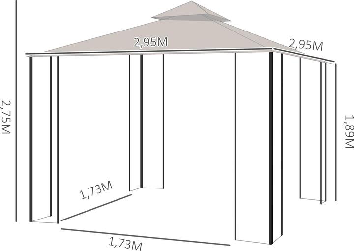 Produktbild Outsunny Pavillon (300 cm, 300 cm)