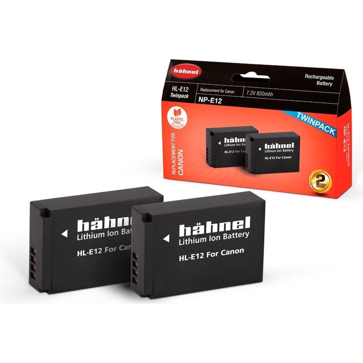 Hähnel HL-E12, batteria per 2 fotocamere sostituisce la batteria originale LP-E12 7,2 V 850 mAh (Batteria della fotocamera), Alimentatore fotocamera, 