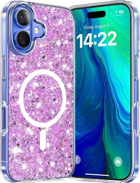 Produktbild Techsuit - Sparkly Glitter MagSafe - iPhone 16 Plus - Magenta (Apple iPhone 16 Plus)