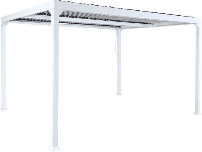 Produktbild Mendler Alu Pergola HWC-L41, stabiles 8cm-Metall-Gestell 3x3,7m, weiss (360 cm, 360 cm)