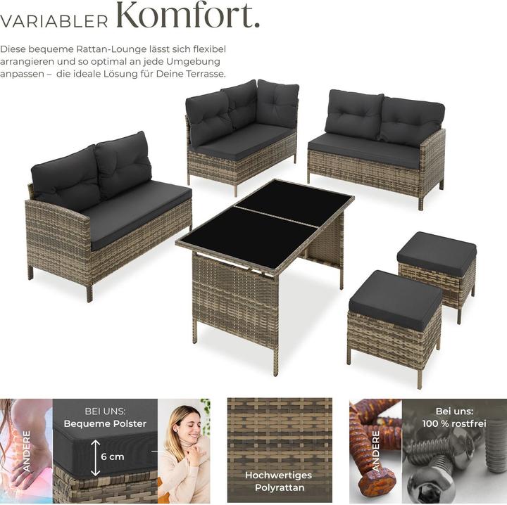 Produktbild tectake Rattan Lounge Barletta