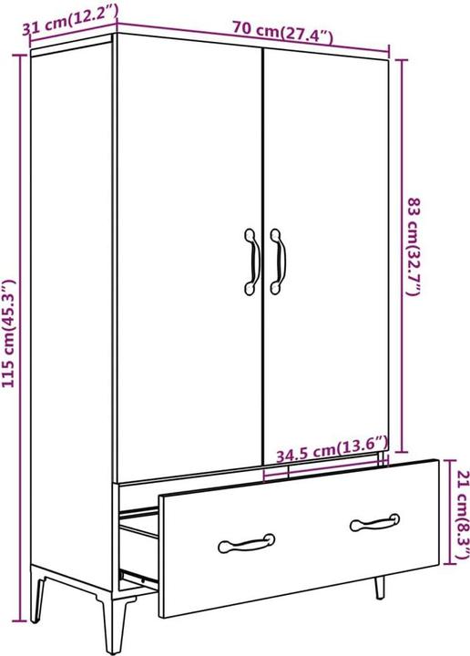 Produktbild vidaXL Highboard (70 x 31 x 115 cm)