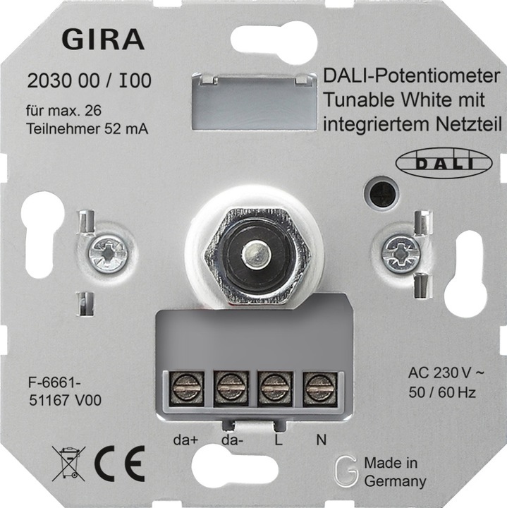 Produktbild Gira DALI-Potentiometer Tun.WH Netzt.Einsatz 203000