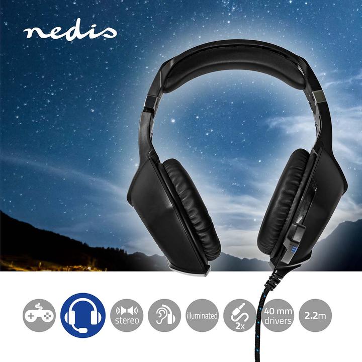 Produktbild Nedis Gaming Headset | Über Ohr | Stereo | USB Type-A / 2x 3.5 mm | Klappbarer Mikrofon | 2.20 m | L (Kabelgebunden)