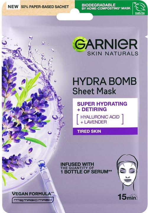 Actual product image Garnier Moisturising textile mask against signs of fatigue with lavender extract Skin Natura l s (50 ml)