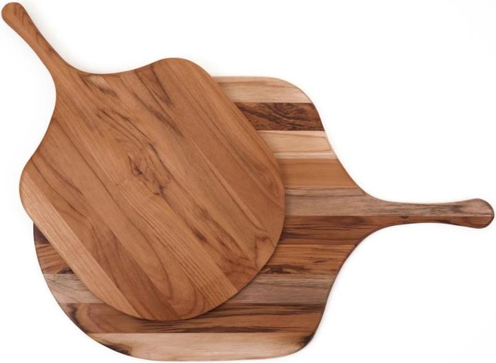TeakHaus Canoe Servierbrett Pizza mit Griff M