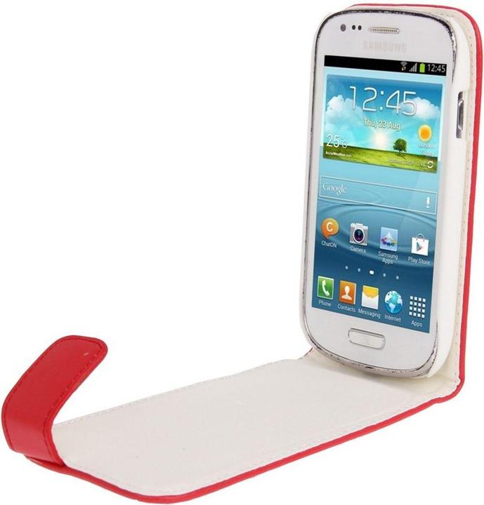 Produktbild König Design Schutzhülle Handy Tasche Flip für Samsung Galaxy S3 mini i8190 / i8195 / i8200 Rot (Samsung Galaxy S3 Mini)