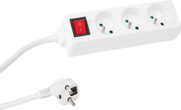 Produktbild Velleman 3-Fach-Steckdosenleiste - Mit Schalter - Stecker-Typ E (Französisches System) (3x, CEE 7/5, 1 m)