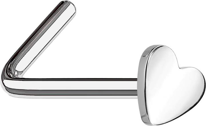 Actual product image Star Piercing Nose stud angled silver with heart (Titanium, without brass)