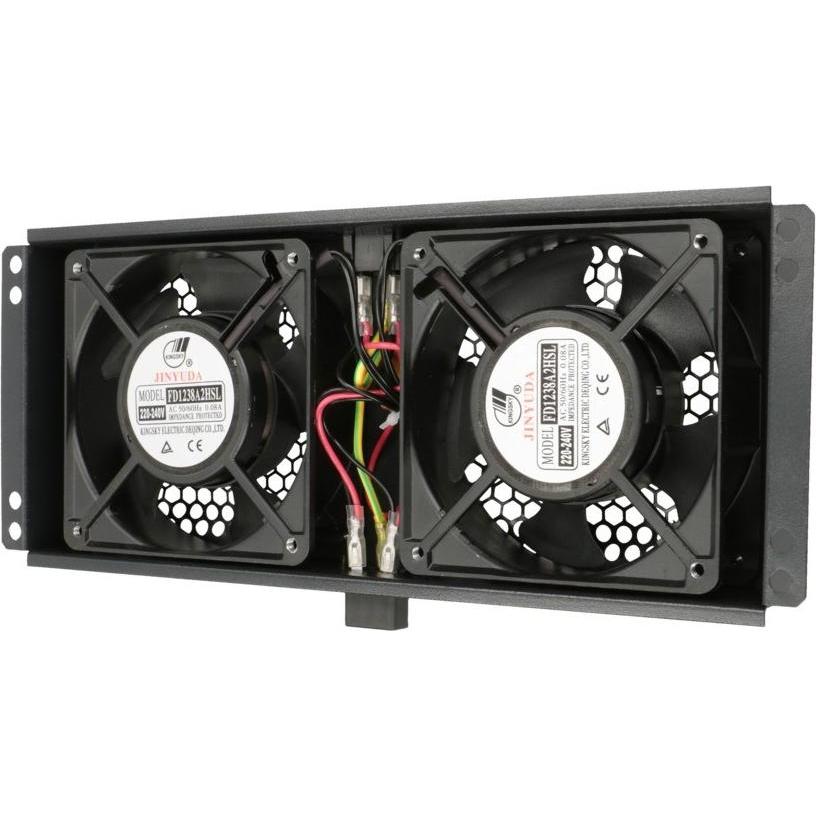 Extralink 2 Fans Roof Cooling Unit With Cable To Thermostat, Accessori per armadio rack, Nero