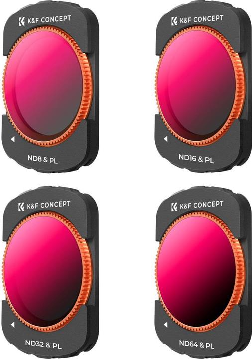 Actual product image K&F Concept 4pcs Filter Kit, Magnetic ND8/PL+ND16/PL+ND32/PL+ND64/PL, HD, Anti-Reflection Green Coating, Waterpr (Osmo Pocket 3)