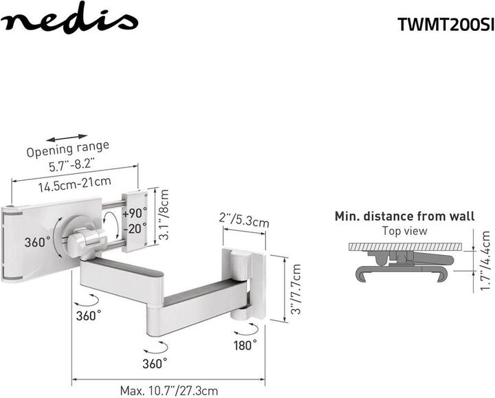 Produktbild Nedis Tablet Halterung - 7-12" - Vollbeweglich - Anwendung: Wand
