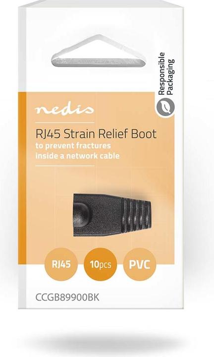 Actual product image Nedis Strain relief grommet | RJ45 | PVC | Black | Box | 10 pieces (Plug grommet)