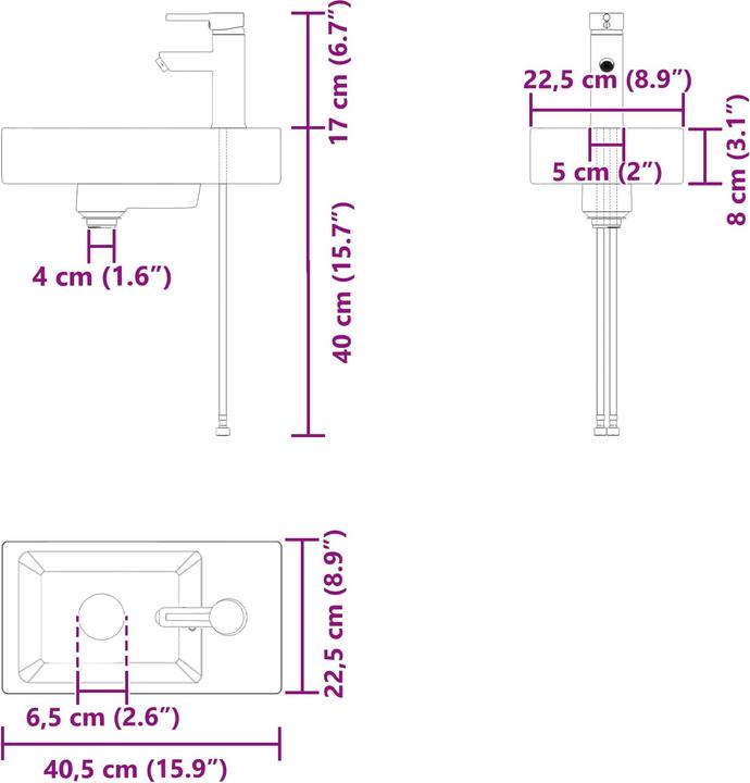 Actual product image vidaXL Badezimmer-Waschtisch (225 mm, 405 mm)