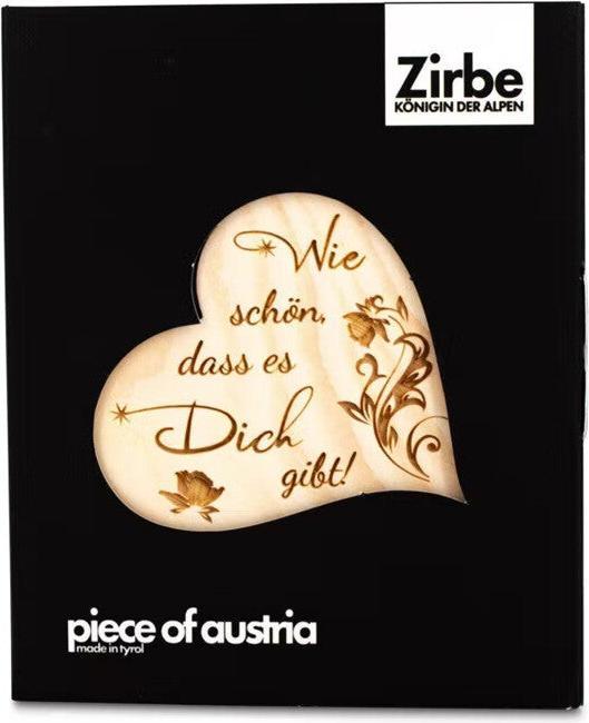 Produktbild ZNatur Zirben Holz Herz Geschenk Deko mit Gravur Wie schön, dass es Dich gibt No.10