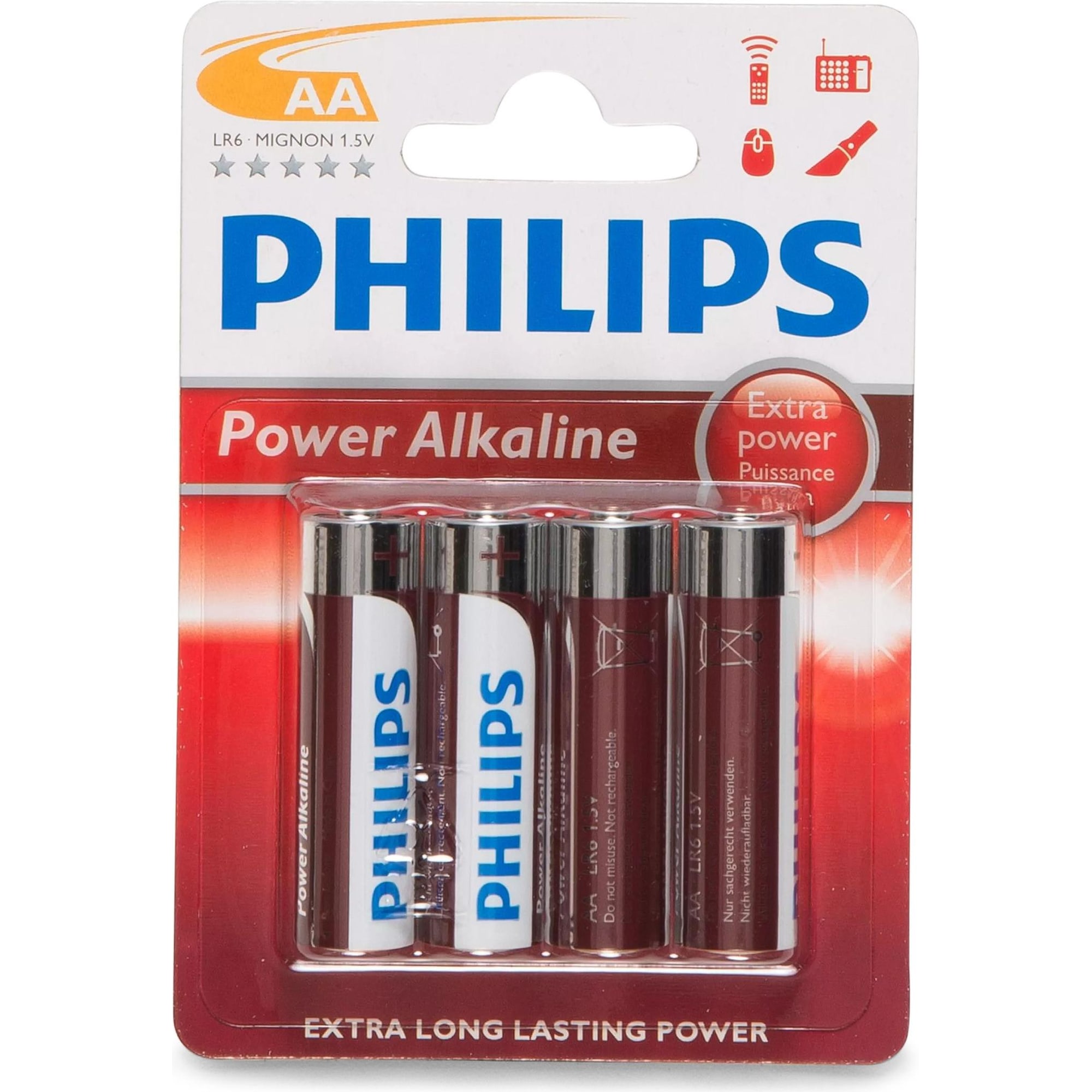 Philips Batterie AA Power (4 Stk., AA), Batterien + Akkus