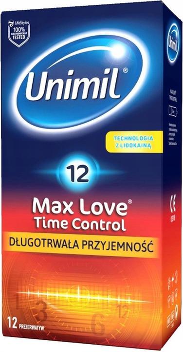 Unimil Max Love Time Control nawilżane lateksowe prezerwatywy 12szt (12 Stk.)