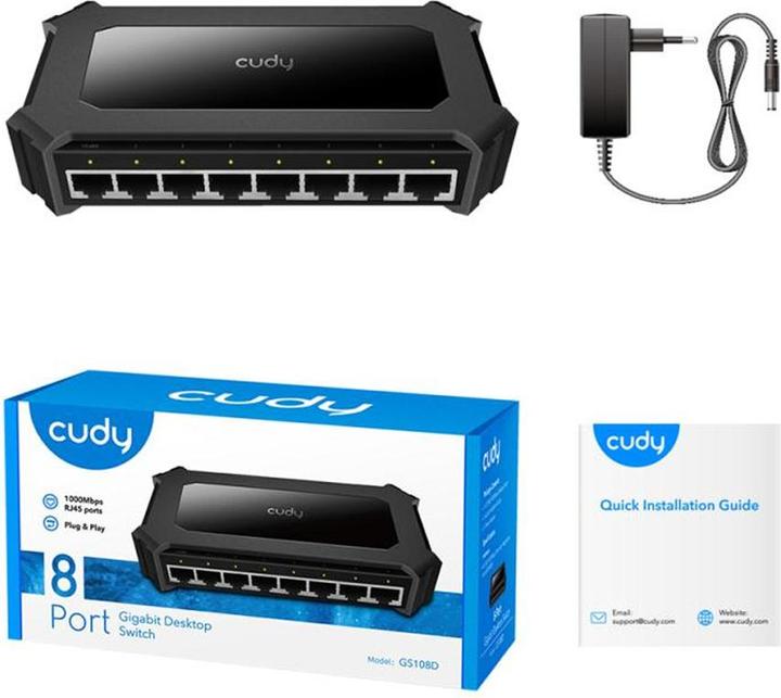 Actual product image Cudy GS108D network switch Gigabit Ethernet (10/100/1000) Black (8 ports)