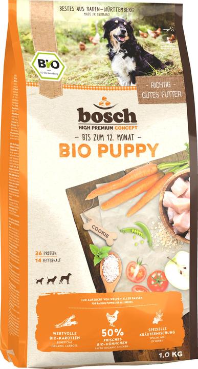 Produktbild Bosch Petfood Trockenfutter Bio Puppy Hühnchen (Junior, Welpe + Kitten, 1 Stk., 1000 g)