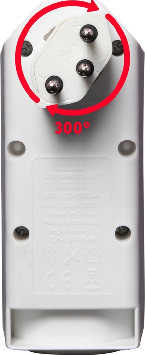 Image du produit Brennenstuhl cleverLINE fiche de dérivation 2+1 fois blanche, orientable jusqu'à 300° (sans suspension) *CH* (Type 13, 3 x)