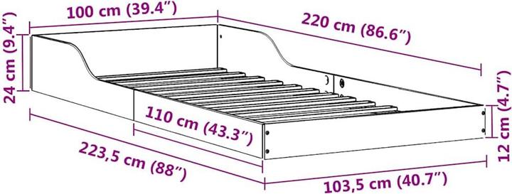 Image du produit vidaXL Plattformbettgestell (100 x 220 cm)