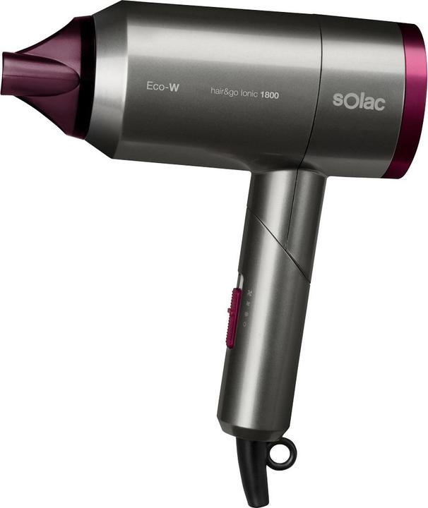 Actual product image Solac Hair&Go Ionic, Grey, Purple, Hanging ring, 2000 W, 420 g