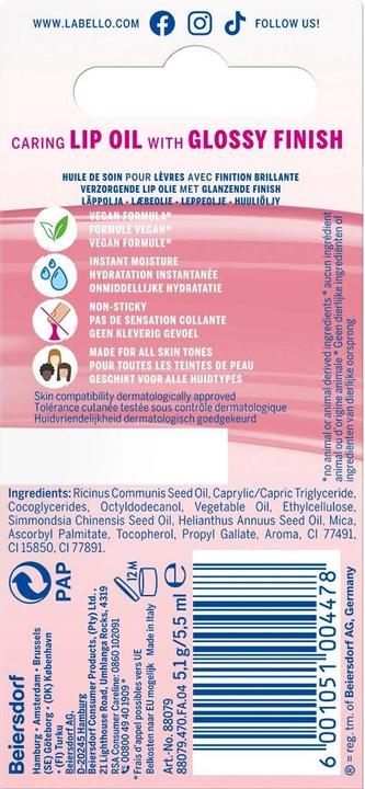 Valori nutrizionali e ingredienti LABELLO Lip Oil Dress Nude (Olio per labbra, 5.50 ml)