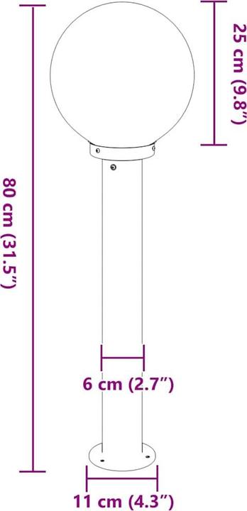 Actual product image vidaXL Pollerleuchte (E27, IP44)
