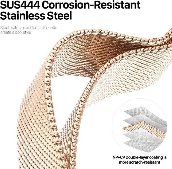Actual product image Dux Ducis Milanese Pro Armband (41 mm, 38 mm, 40 mm, Stainless steel, Apple Watch Series 5, Apple Watch Series 4, Apple Watch SE, Apple Watch Series 8, Apple Watch Series 9, Apple Watch SE (2022/2023), Apple Watch Series 6, Apple Watch Series 3, Apple Watch Series 7)