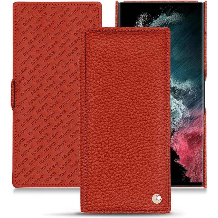 Noreve Lederschutzhülle horizontal (Samsung Galaxy S22 Ultra), Smartphone Hülle, Orange