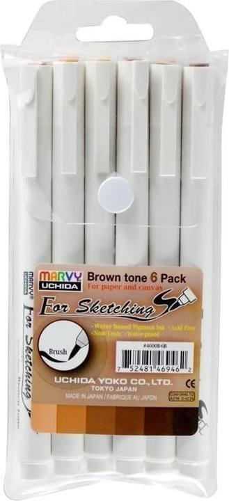 Produktbild Marvy Grafische Fineliner für Skizzen, dunkelbraun, 6 Stk (Braun, 6 x)