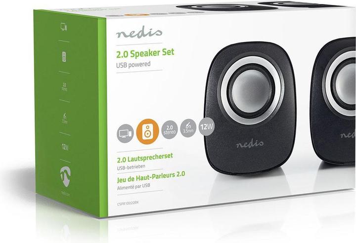 Produktbild Nedis PC-Lautsprecher - schwarz/silber