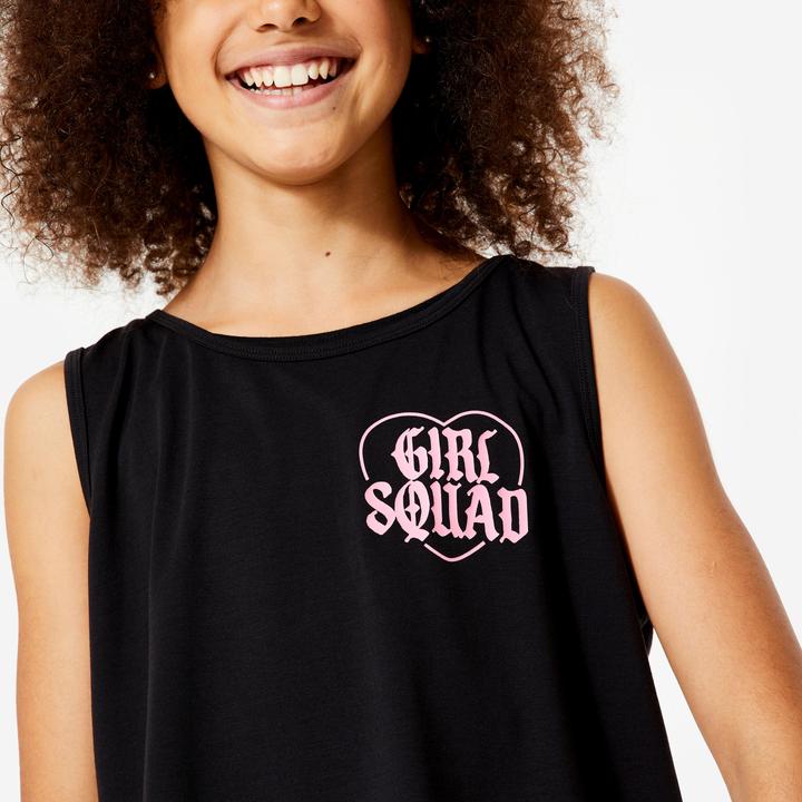 Immagine prodotto Domyos Dance-Top Mädchen Modern Jazz Dance Crop Top fliessend - graphit/rosa (170)