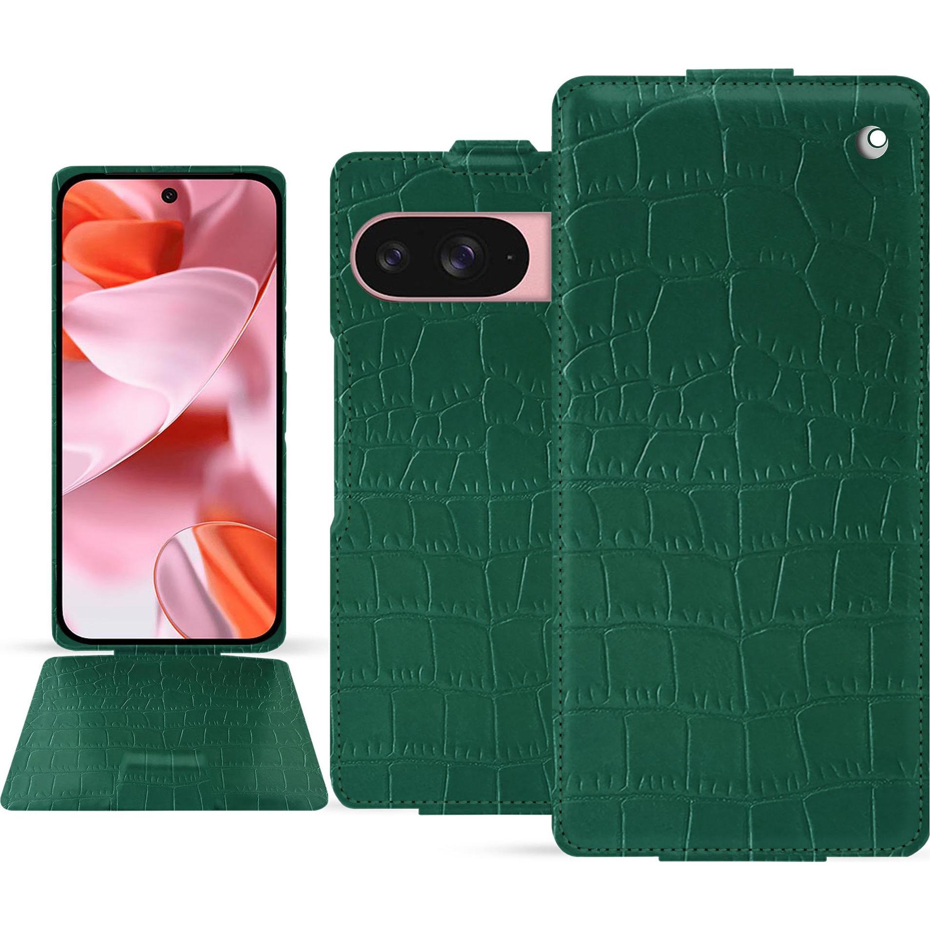 Noreve Lederschutzhülle vertikal (Google Pixel 9), Smartphone Hülle, Grün