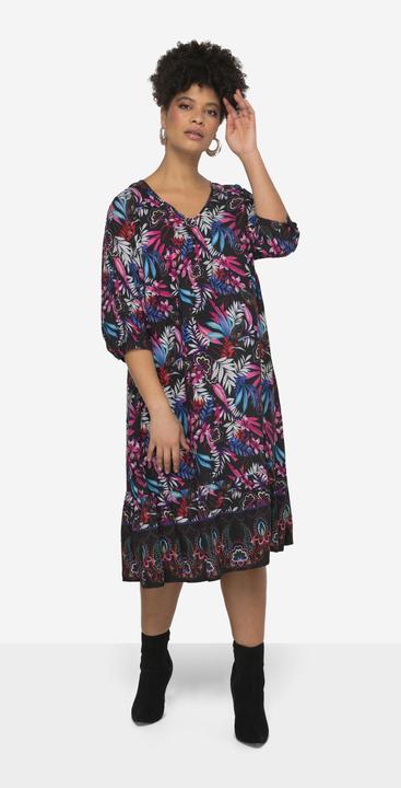 Produktbild Miamoda Kleid, A-Line, Alloverdruck, V-Ausschnitt, 3/4-Ärmel (44)