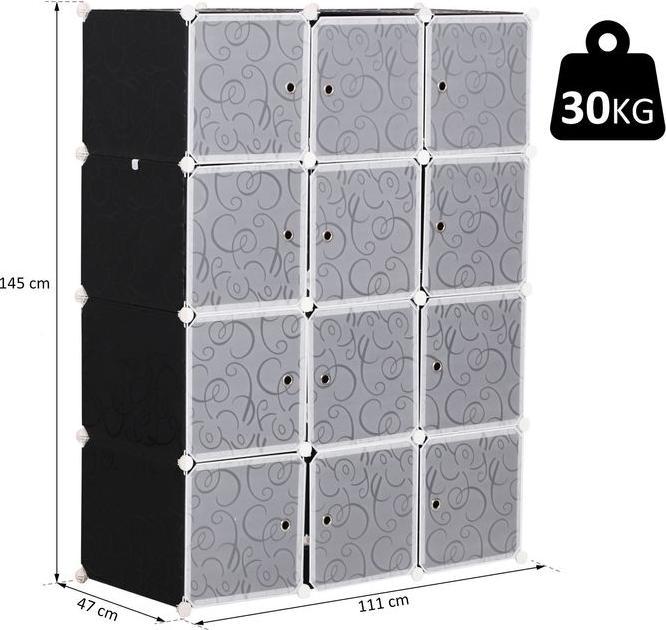 Actual product image Swisshandel24 Wardrobe DIY wardrobe Shelving system Plug-in shelf Cube wardrobe with clothes rail 2 + 6 (111 x 47 x 145 cm)