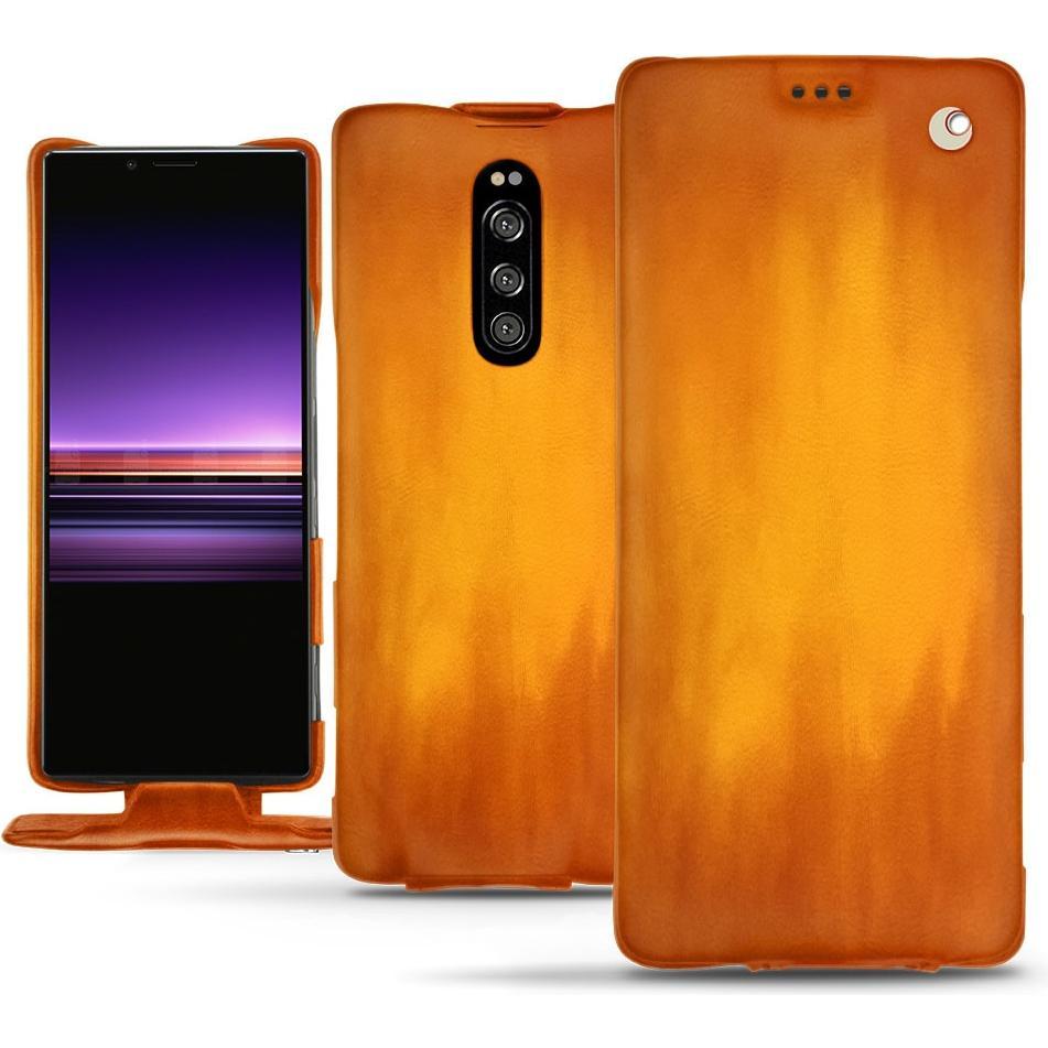Noreve Lederschutzhülle vertikal (Sony Xperia 1), Smartphone Hülle, Orange