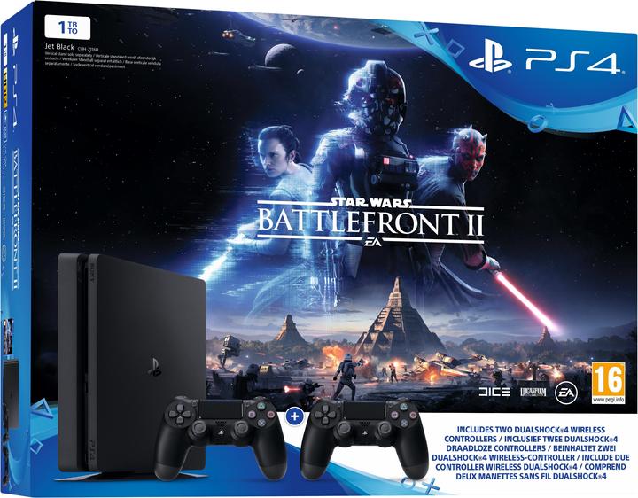 Produktbild Sony PS4 1TB + SW Battlefront II + 2x DS4