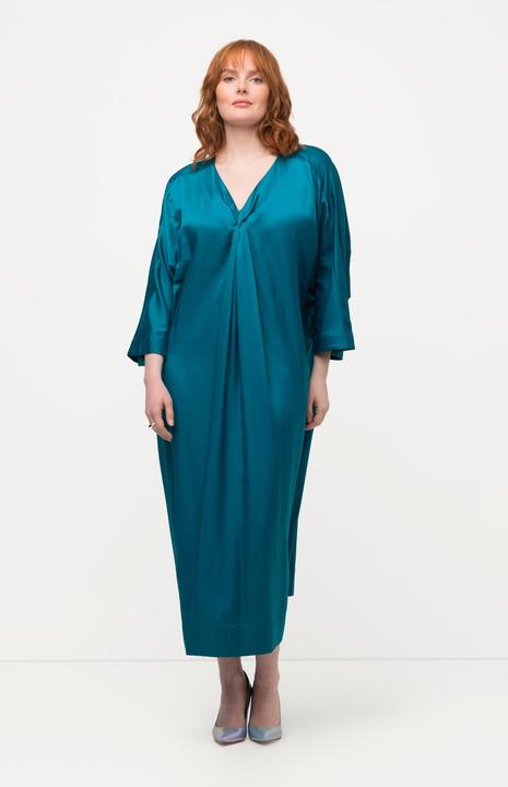 Produktbild Ulla Popken Midikleid, Satin, V-Ausschnitt, Halbarm, Taschen (42, 44)
