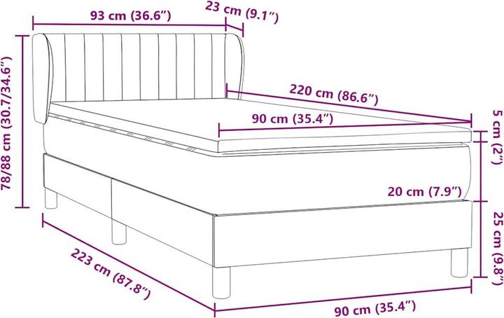 Produktbild vidaXL Boxspringbett (90 x 220 cm)