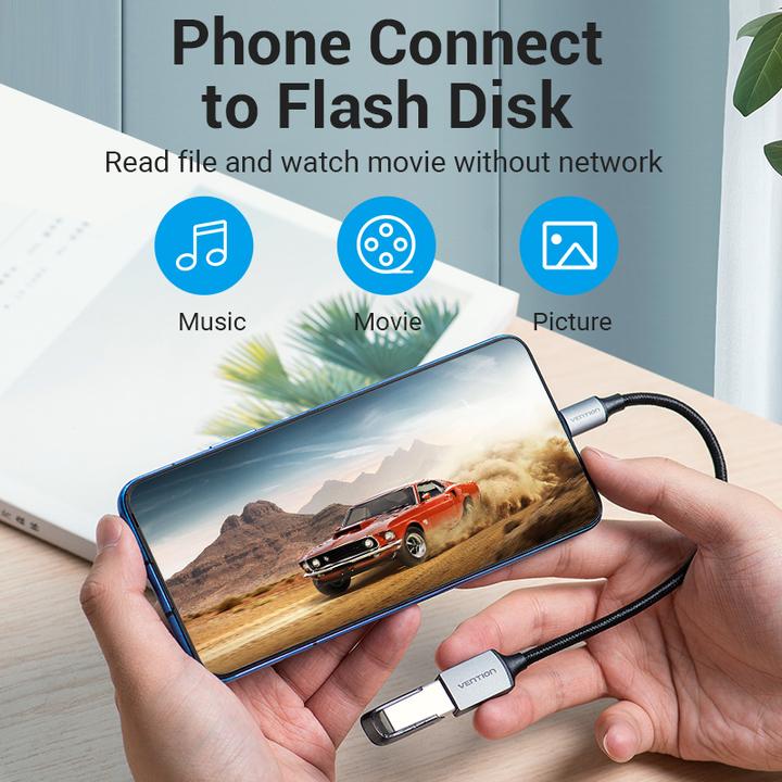 Actual product image Vention USB 3.0 Male to USB Female OTG Cable 0.15m CCXHB (grey) (0.15 m, USB 3.0, USB 3.2 Gen 1)