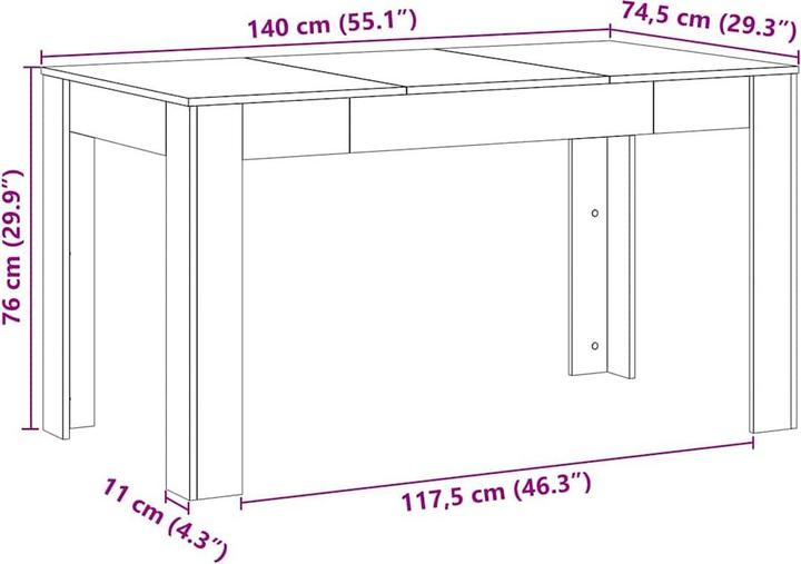 Produktbild vidaXL Esstisch (140 x 74.5 x 76 cm)