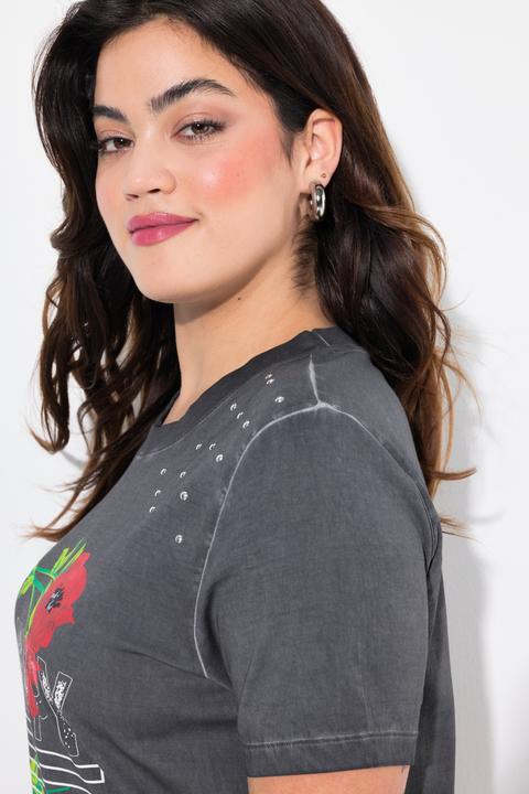 Produktbild Angel of Style T-Shirt, Straight Fit, Blume und Statement (46)